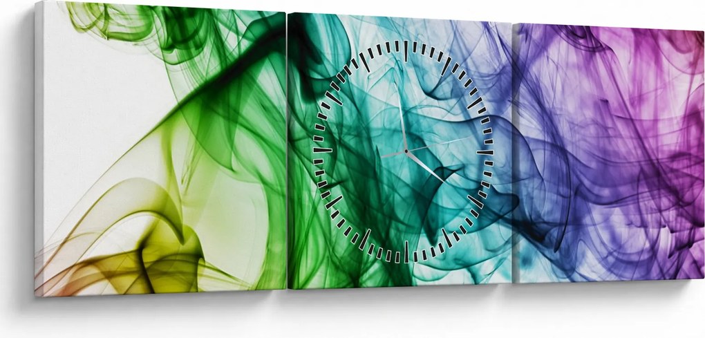 Tablou - fum colorat (cu ceas) (90x30 cm)