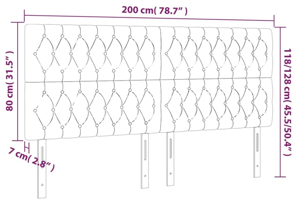 Tablie de pat cu LED, gri inchis, 200x7x118 128 cm, textil 1, Morke gra, 200 x 7 x 118 128 cm