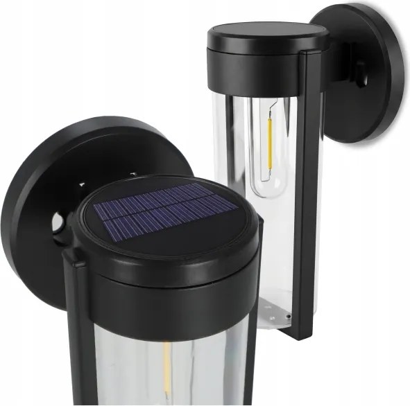 Lampă solară de perete cu LED 1W/3,7V 500 mAh IP65 negru