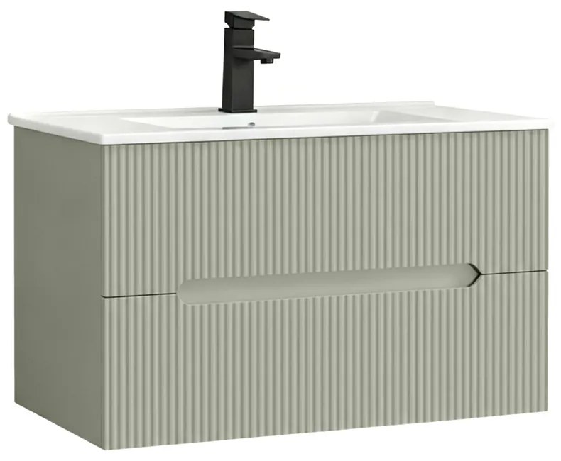 Trent 80 dulap de baie inferior cu chiuvetă ceramică 2 sertare, verde