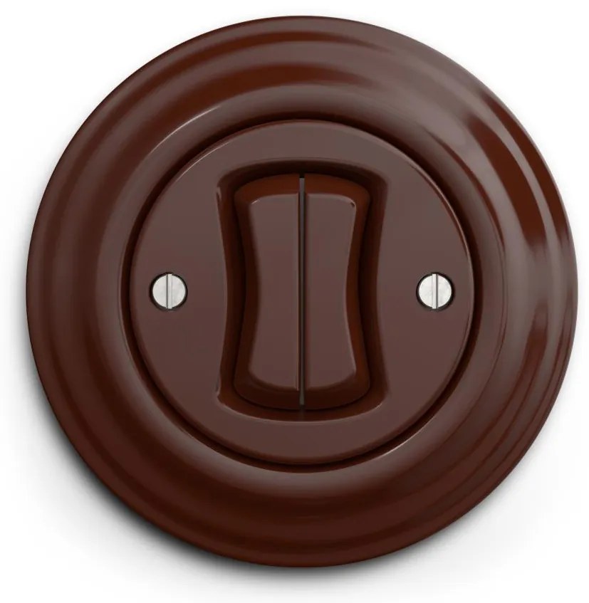 Kliklap - Întrerupător dublu retro cu ramă maro