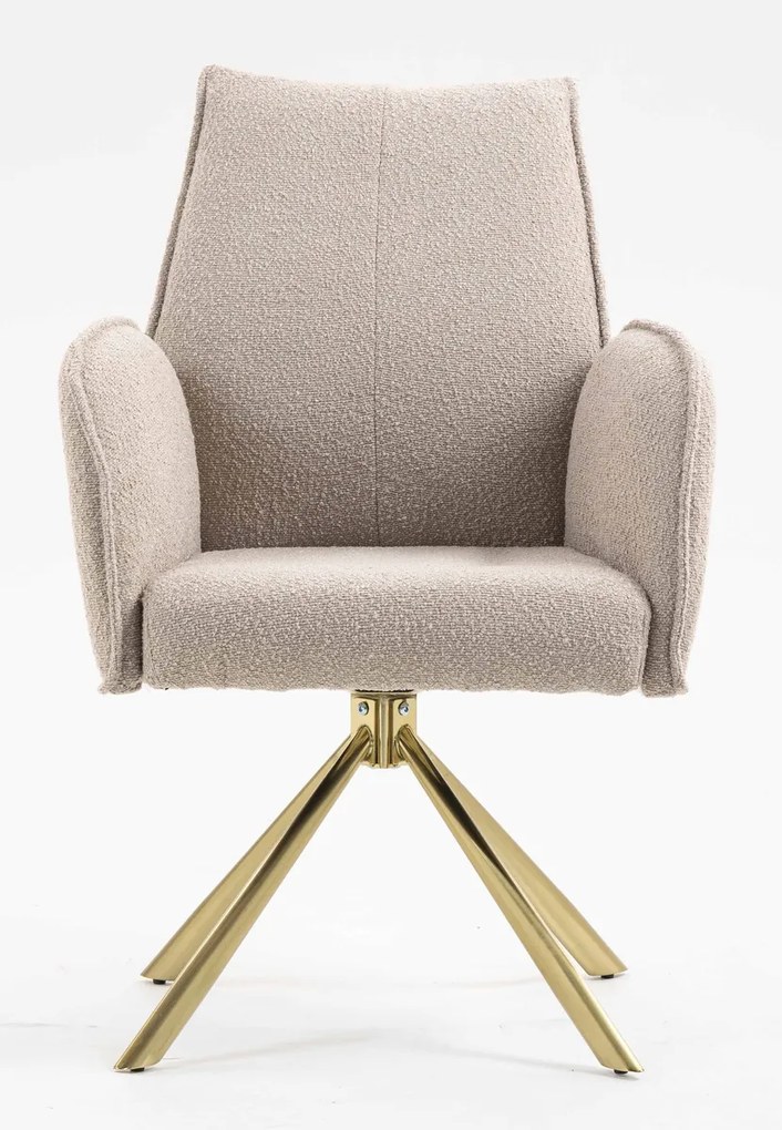 HR280 BAZĂ STEA Scaun Latte Boucle cu Bază Aurie
