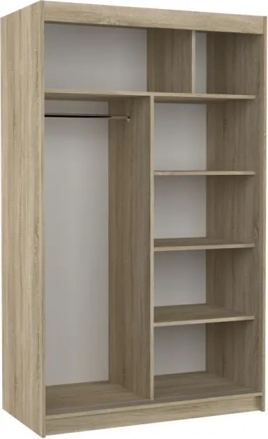 Dulap cu usi glisante si oglinda 120x200 cm, Genua, ADRK Furniture (Culoare: Negru / Alb)