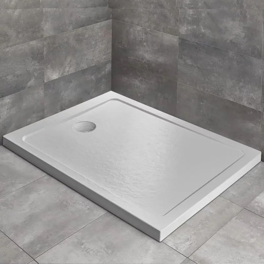 Cadita dus dreptunghiulara Radaway Doros F Stone 120x90 cm acril alb