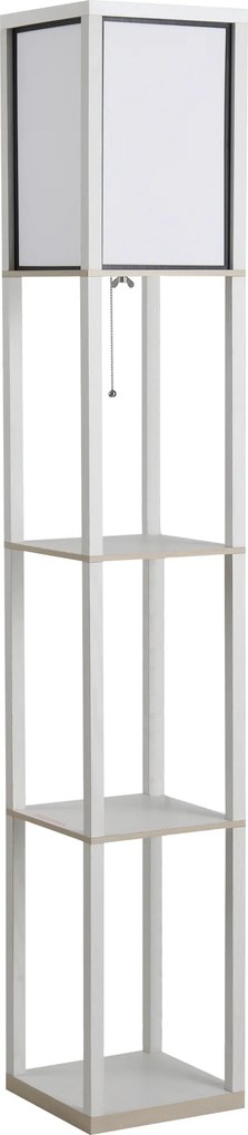 HOMCOM Lampă de Podea 40W cu 3 Rafturi Integrate și Comutator de Picior, Lampă Modernă din MDF și Acrilic, 26x26x160 cm, Alb | Aosom Romania