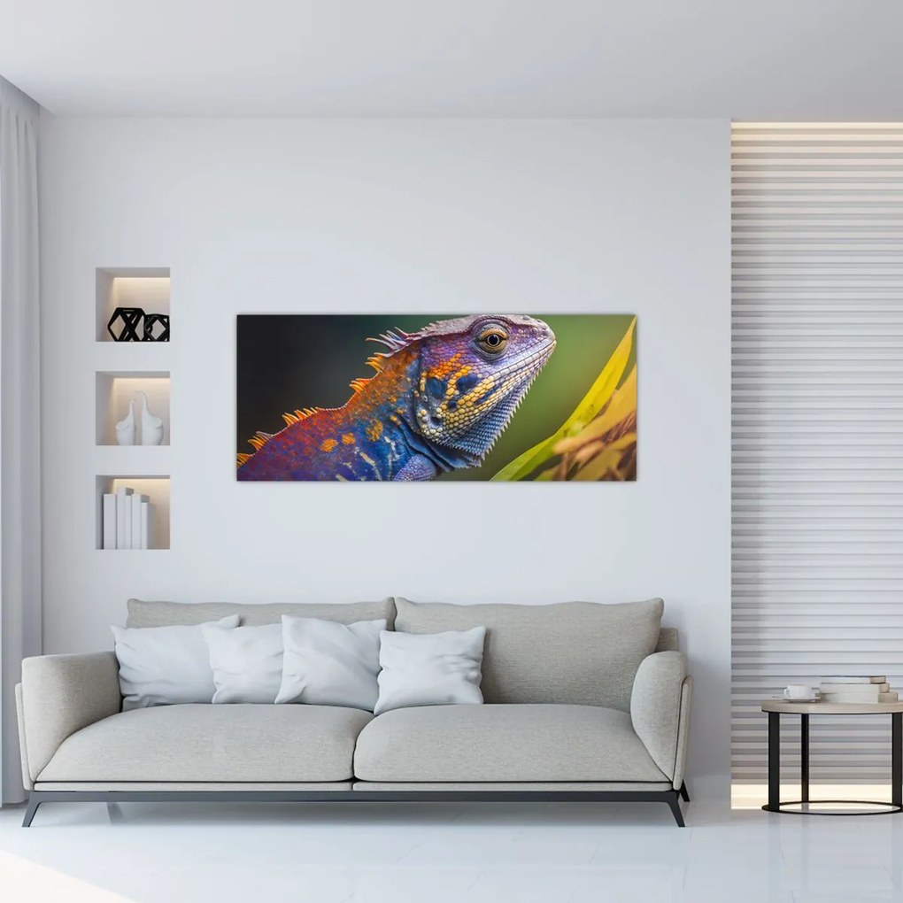Tablou - Iguana colorată (120x50 cm)