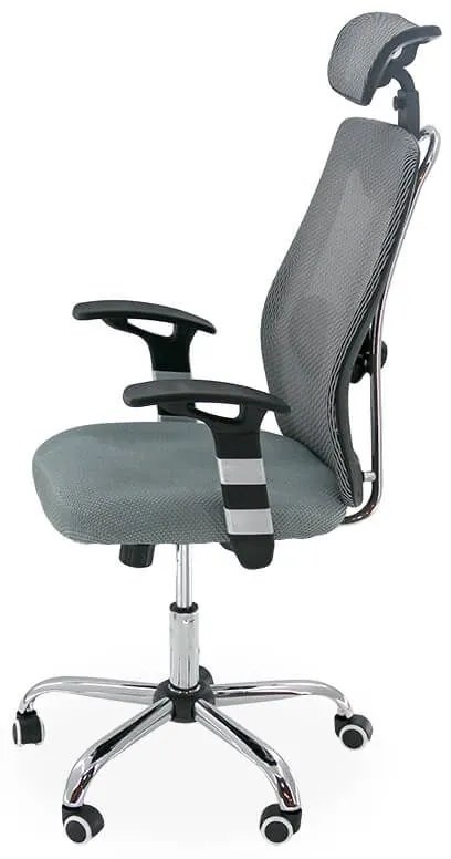 Scaun ergonomic OFF 988 gri, tetieră și suport lombar reglabil