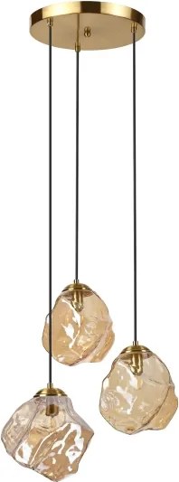 Lustră suspendată pe cablu CRISTAL 3xE14/15W/230V alamă/bej fumuriu