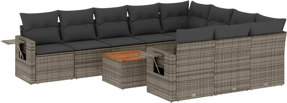 vidaXL Set canapele de grădină cu perne, 11 piese, negru, poliratan