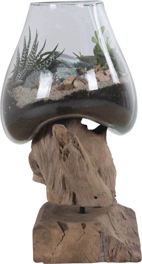 Picătură de apă San Marino decor de masă, lemn de tec/vidră, 25 cm