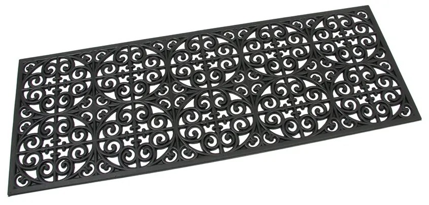 Covoraș de curățat din cauciuc Circles Deco 45 x 120 x 0,9 cm, negru