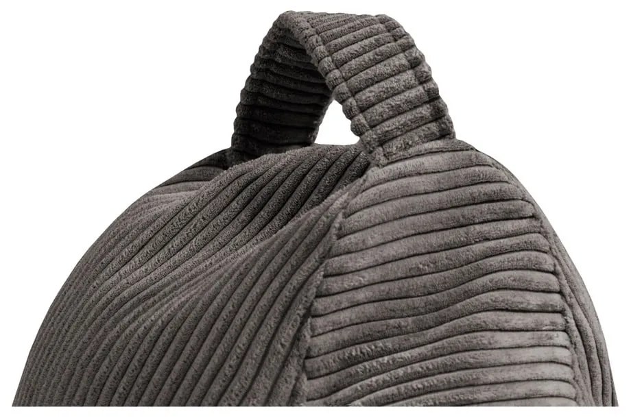 Fotoliu bean bag gri deschis cu tapițerie din catifea reiată Play Amuse – SLOWDOWN