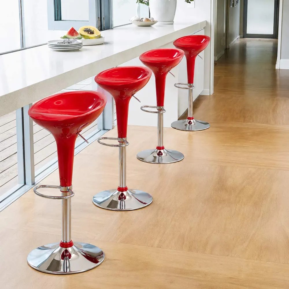 Scaun de bar Roșu ABS 101 - Elegant, Ajustabil, Strălucitor