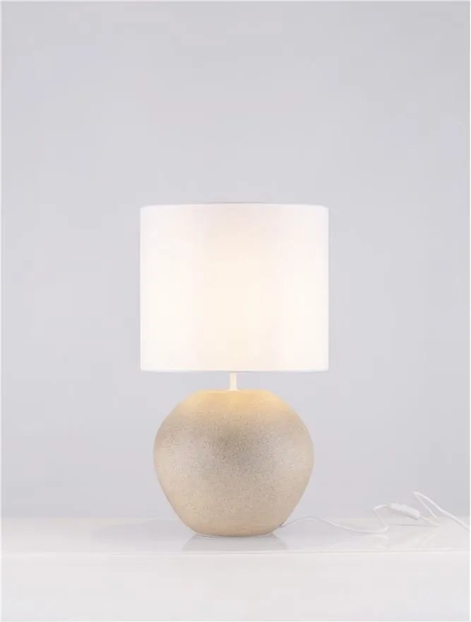 Veioza decorativa, Ghips, Crem, Tesatura, Alb, Mizu