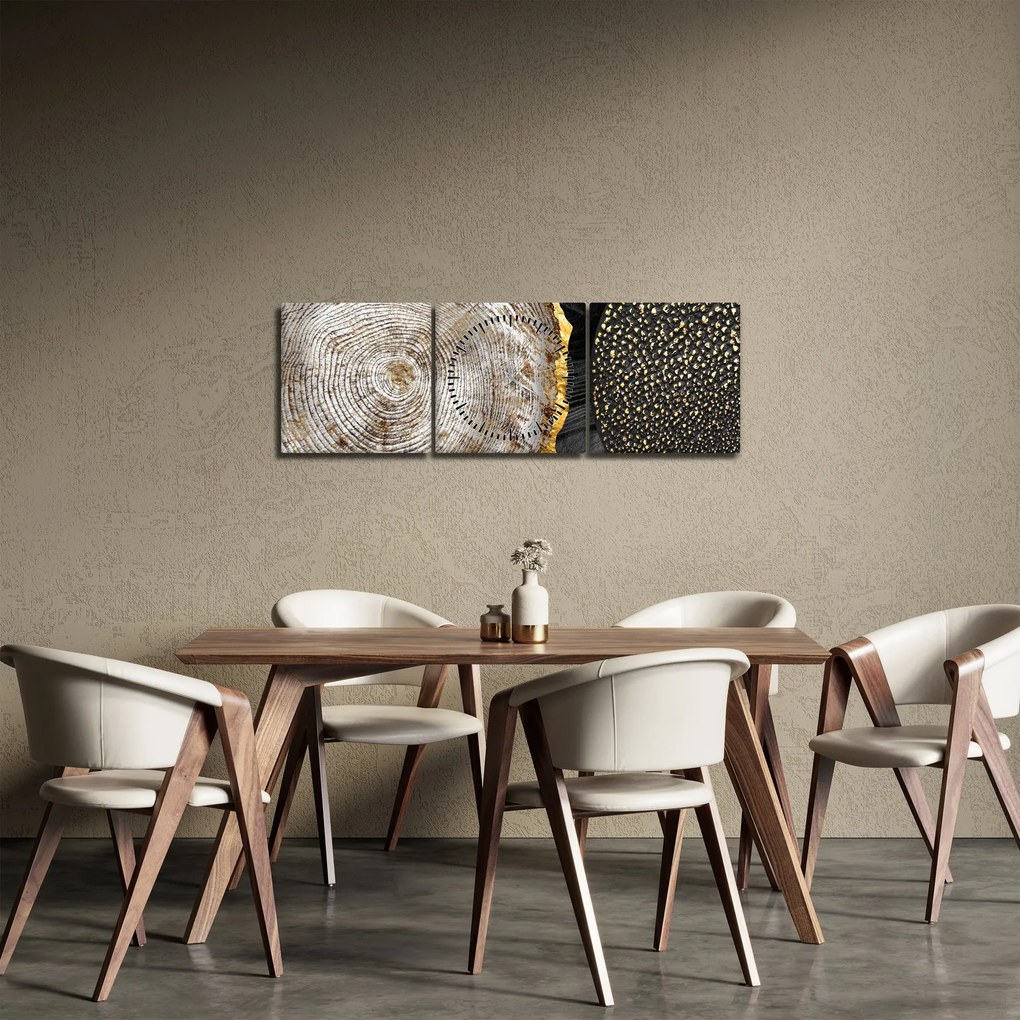 Tablou - Trunchiul copacului colaj 2 (cu ceas) (90x30 cm)