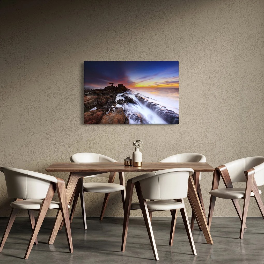 Tablou cu munți în ceață (90x60 cm)
