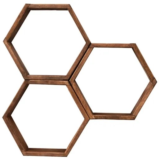 SET 3x etajeră de perete ELFO 38x58 cm maro