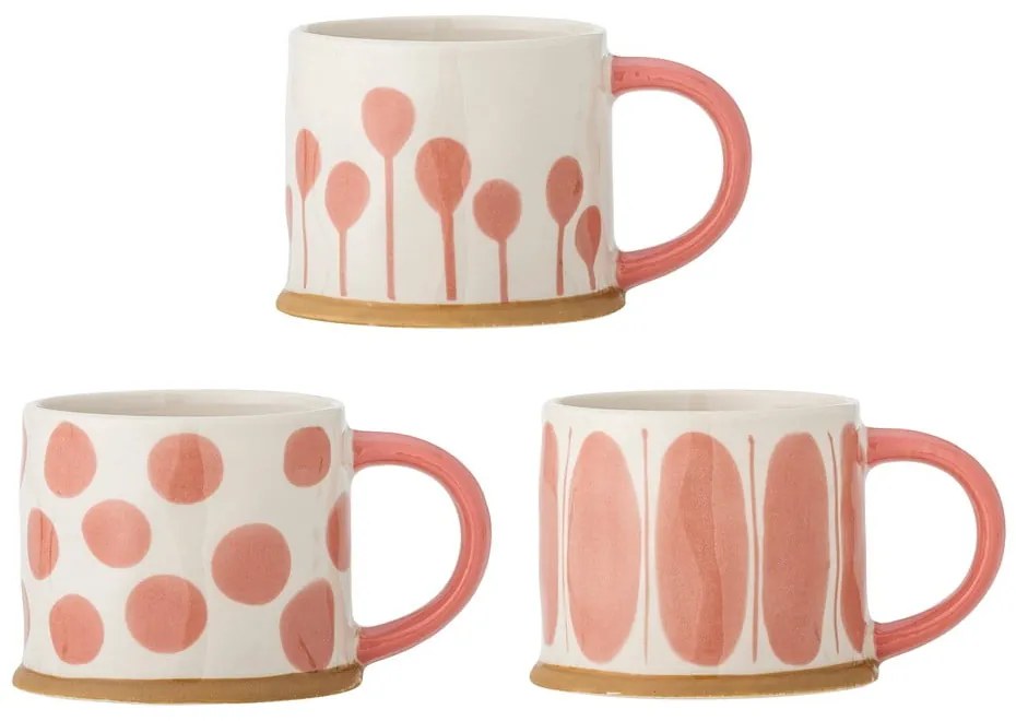 Căni somon/crem 3 buc. din gresie 450 ml Linora – Bloomingville