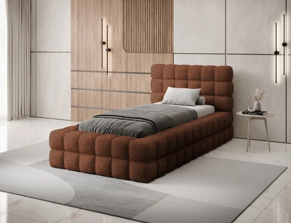 Pat tapitat cu cadru metalic, 90x200 cm, Dizzle, Eltap (Culoare: Gri Inchis / Royal 05)