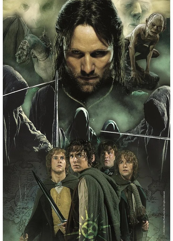 Stăpânul Inelelor Aragorn & Hobbits Puzzle Compact de 1000 de piese Clementoni