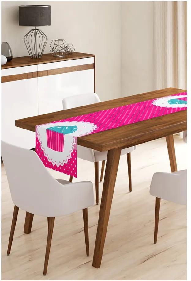 Napron din microfibră pentru masă Minimalist Cushion Covers Pink Cupcake, 45 x 145 cm