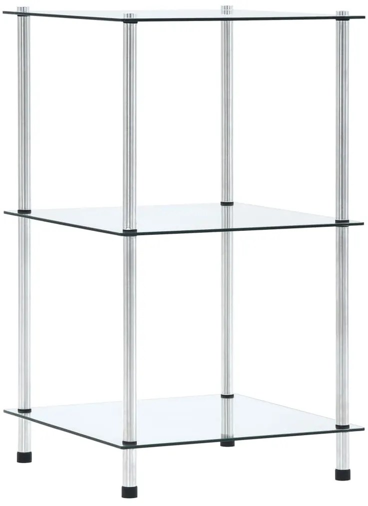 vidaXL Raft cu 3 niveluri, transparent, 40x40x67 cm, sticlă securizată