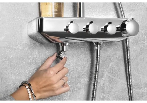 Aqualine - Set de duș cu baterie FARRAO, crom lucios