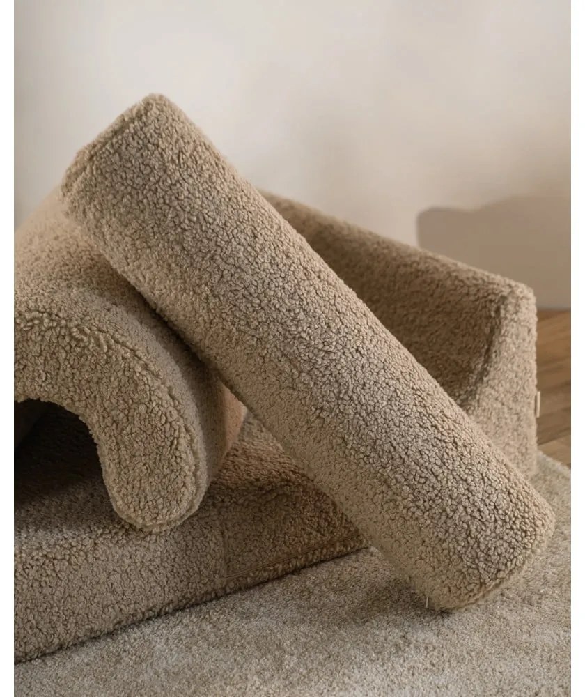 Fotoliu pentru copii maro deschis cu tapițerie din țesătură bouclé Flipster – Wigiwama