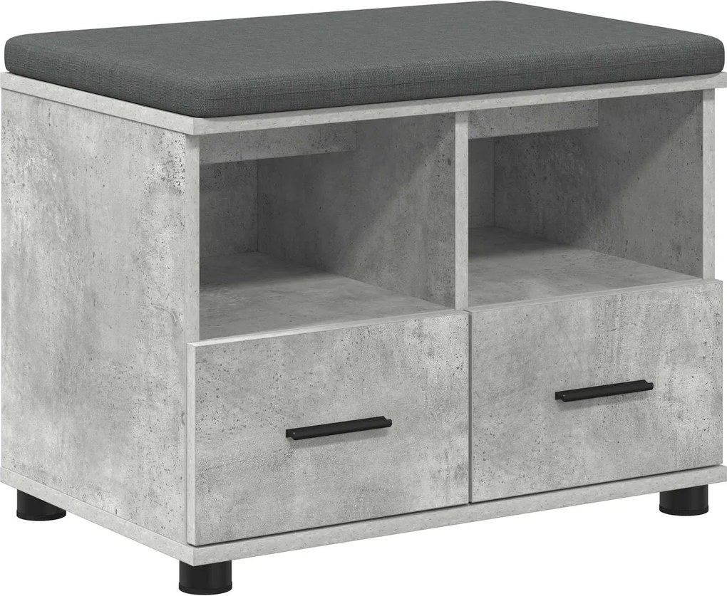 vidaXL Bancă pentru hol cu pernă cu sertar Gri Beton 60 x 38 x 46 cm
