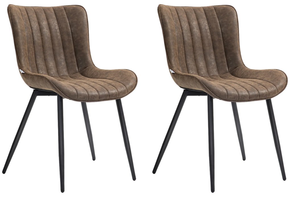 HOMCOM Lot de 2 scaune de sufragerie design modern și capitonat pentru sufragerie, sală de mese, dormitor, maro | Aosom Romania