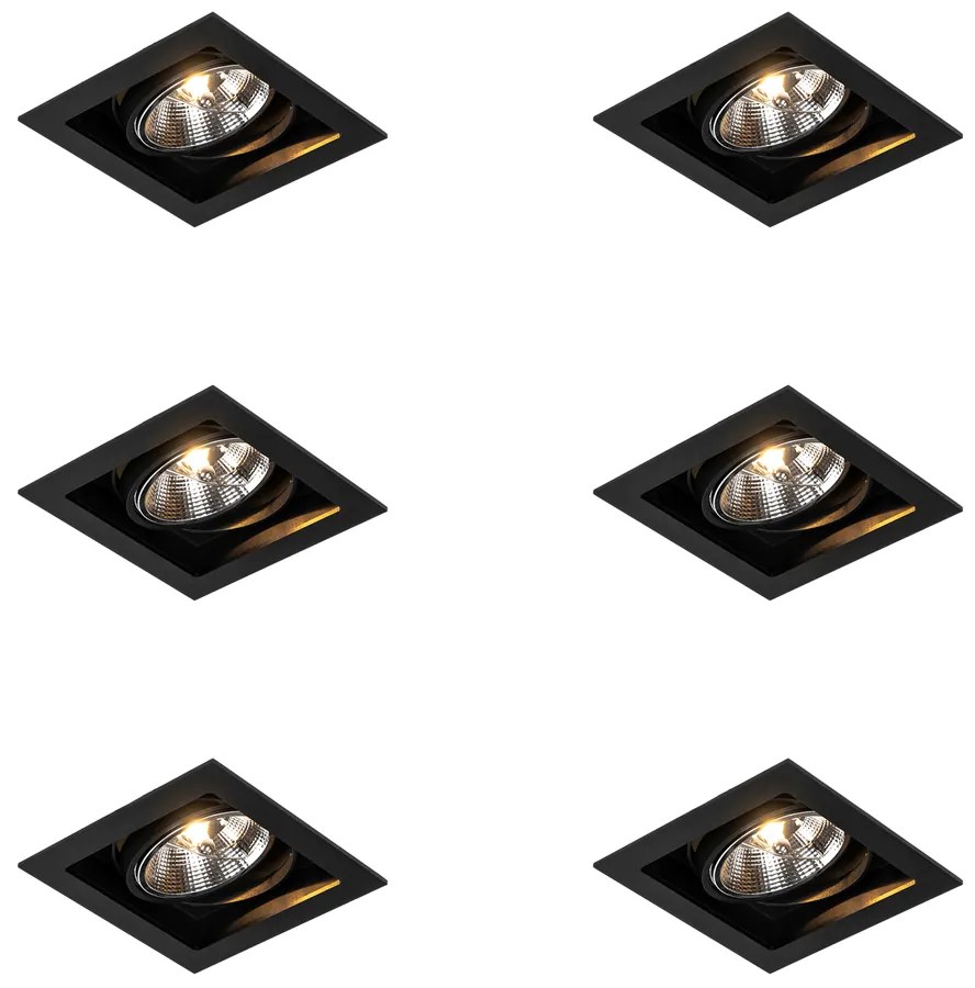 Set 6 becuri Spot modern încastrat negru de 18 cm reglabil - Artemis 111