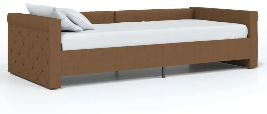 337197 vidaXL Pat de zi cu USB, maro, 90x200 cm, material textil