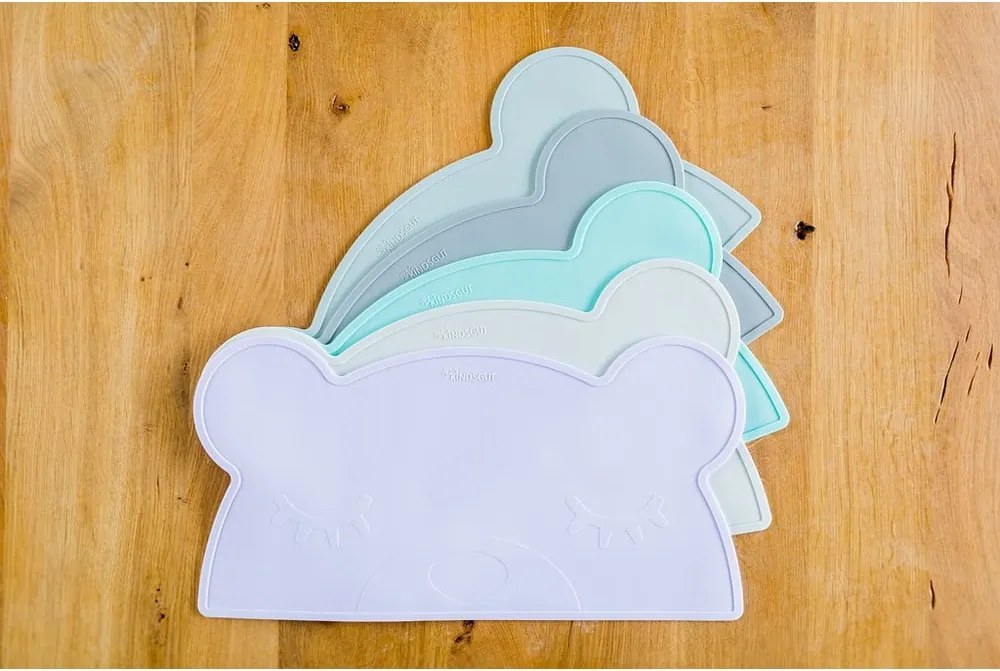 Suport din silicon pentru masă Kindsgut Bear, 48 x 25 cm, albastru deschis