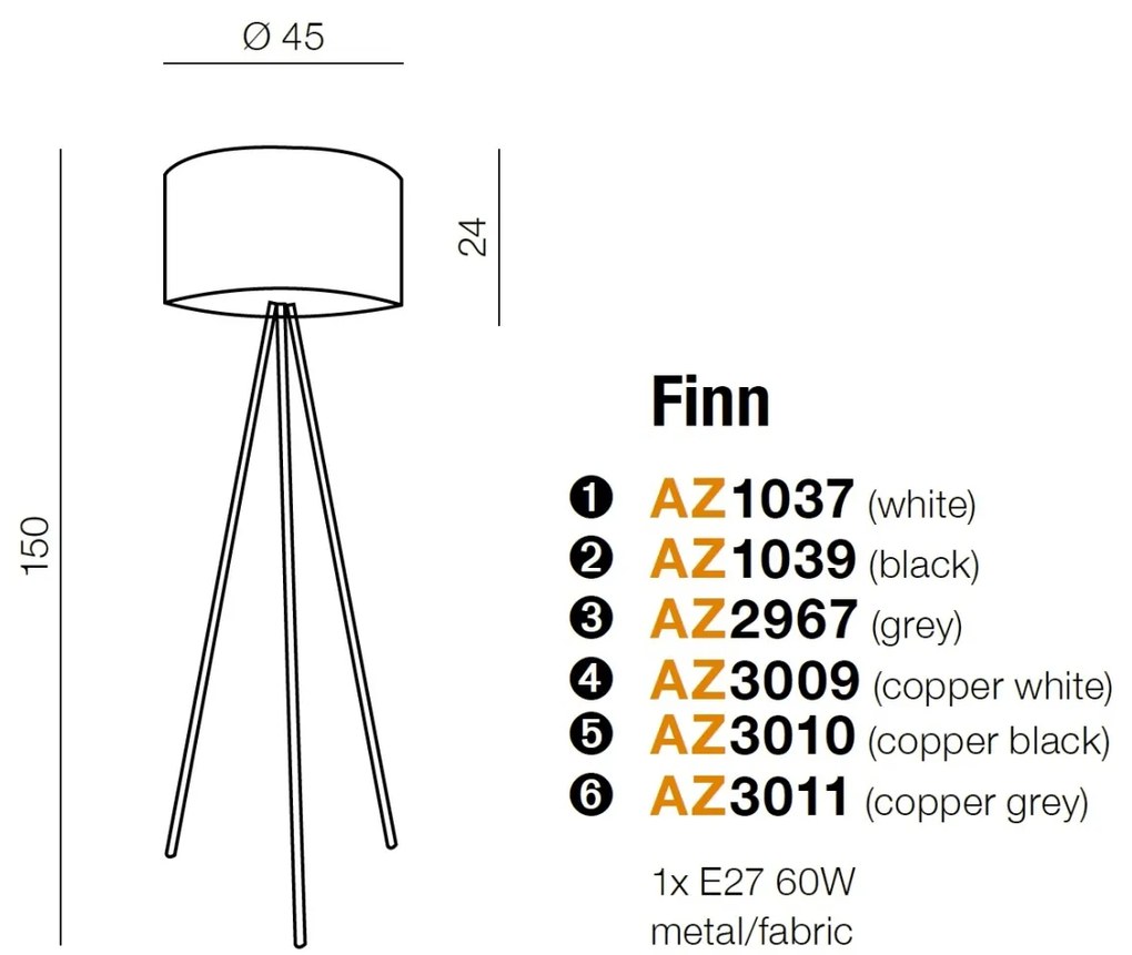 Lampadar / Lampa de podea design modern FINN white