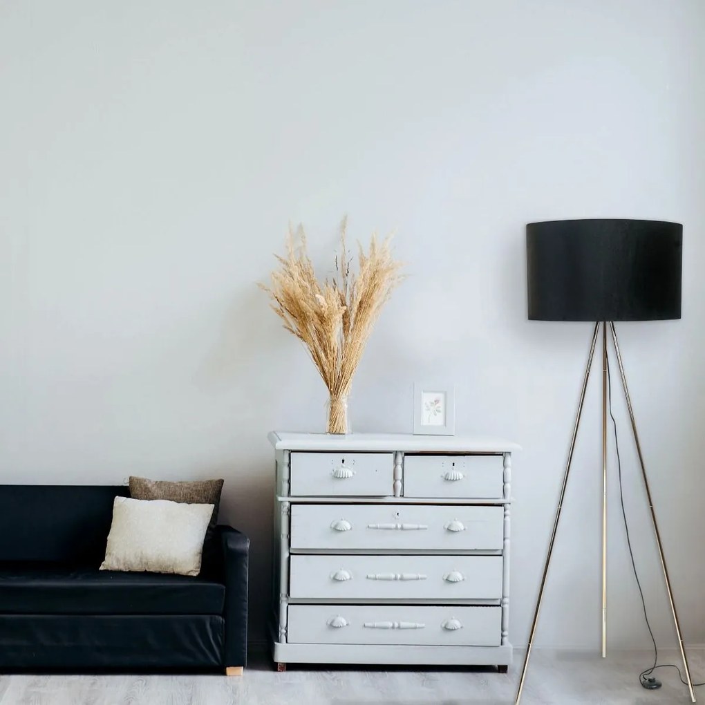 Lampadar cu trepied design modern INGA auriu/ negru H06-GD-BK ZL