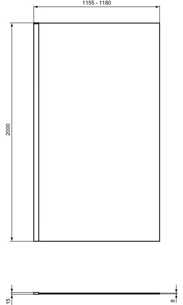 Paravan dus walk-in 120x200 cm Ideal Standard i.Life, sticla securizata, profil argintiu 1200x2000 mm