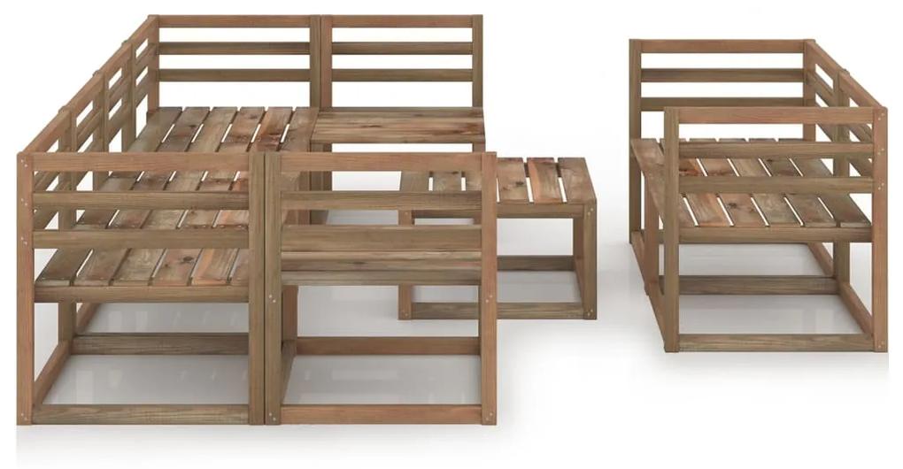 Set mobilier de gradina, 9 piese, maro, lemn de pin tratat