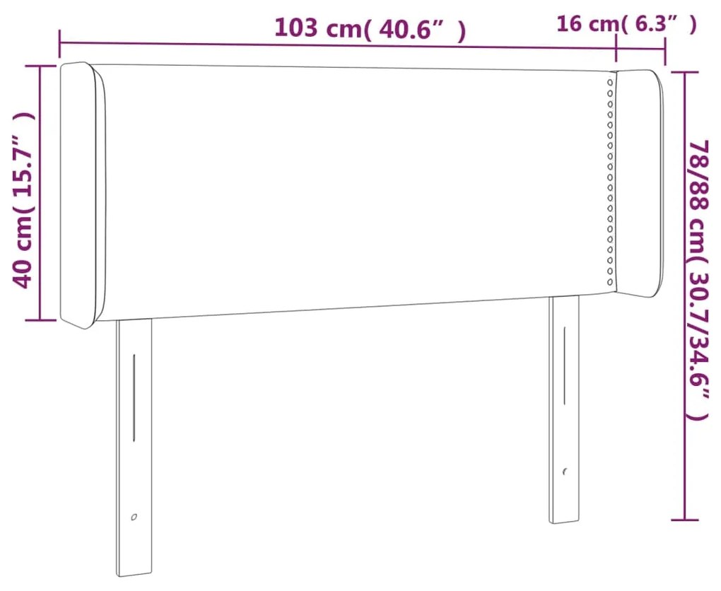 Tablie de pat cu aripioare gri 103x16x78 88 cm piele ecologica 1, Gri, 103 x 16 x 78 88 cm