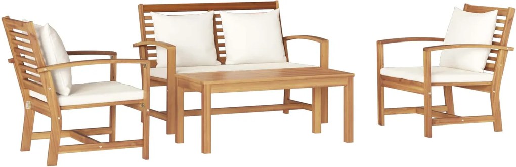 vidaXL Set de canapele pentru grădină 4 pcs natural Lemn solid de tec