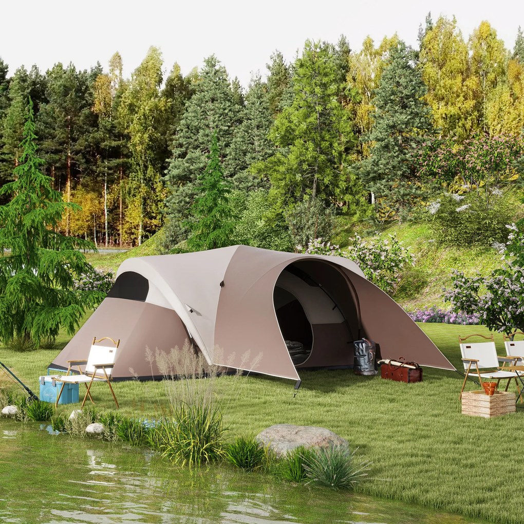 Outsunny Cort de camping pentru familie 5-6 persoane impermeabil, ușor, ventilat cu sac de transport, dim. 550L x 300l x 198H cm | Aosom Romania