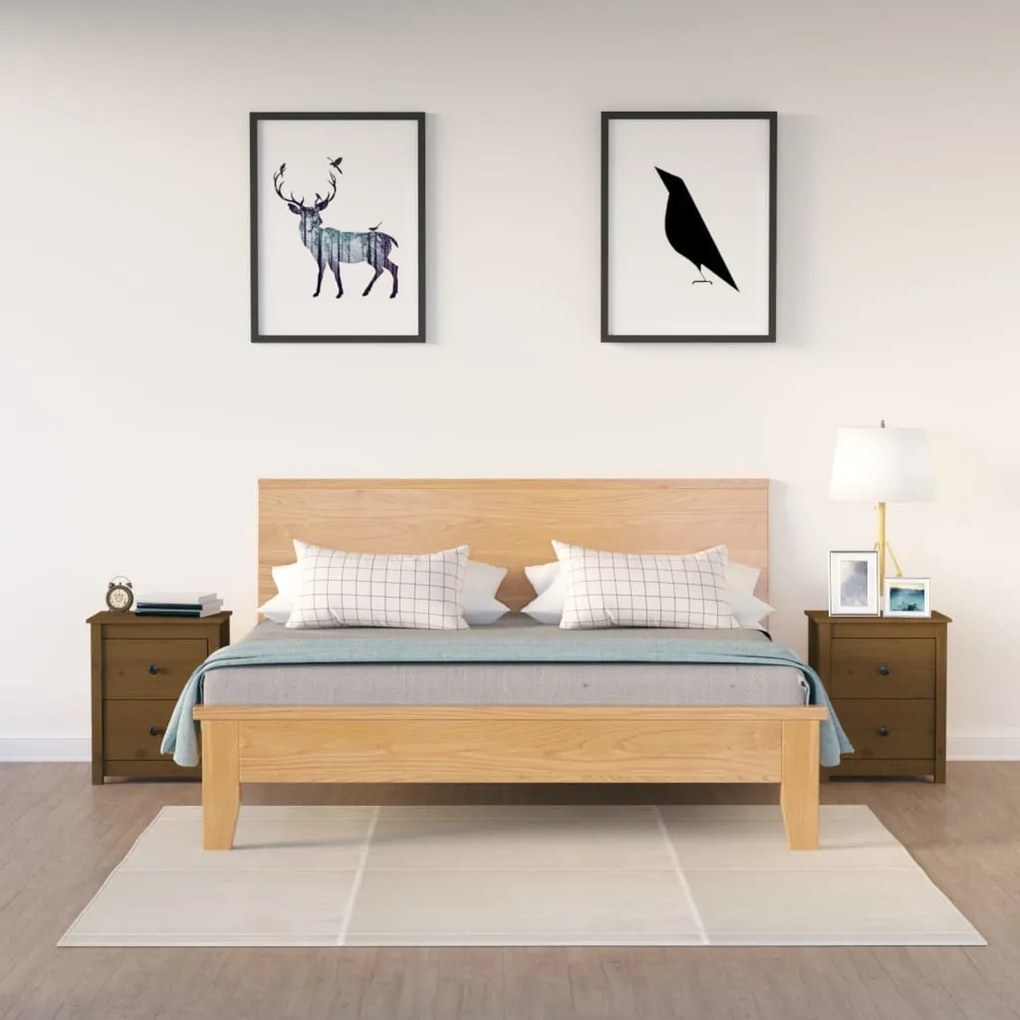 vidaXL Noptiere, 2 buc, maro miere, 50x35x61,5 cm, lemn masiv de pin