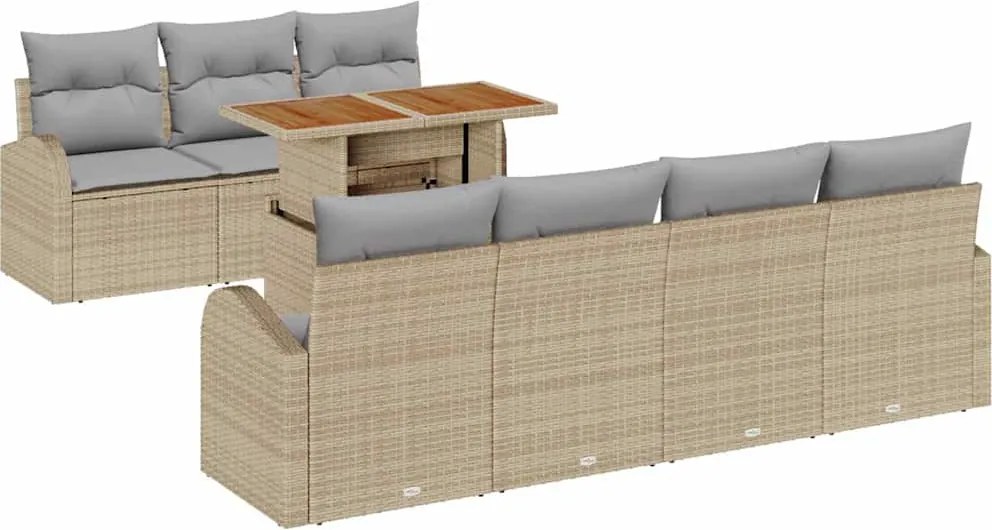 vidaXL Set de canapele pentru grădină 8 pcs Bej Rattan poli