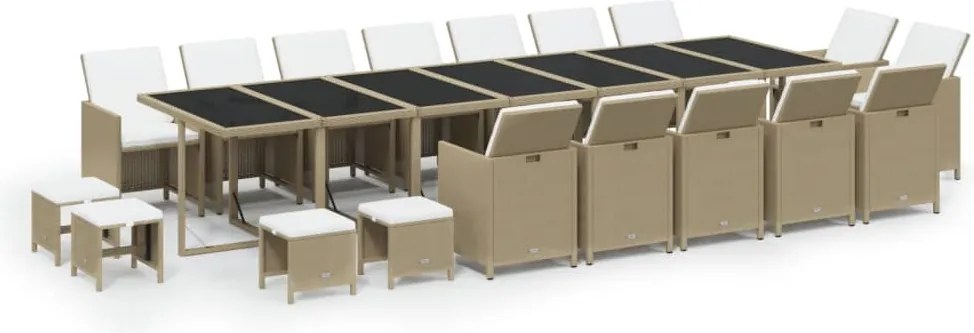 vidaXL Set mobilier de grădină cu perne, 19 piese, bej, poliratan