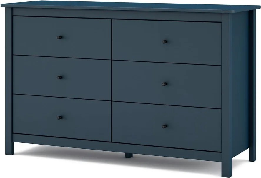 Comodă albastru-închis joasă din lemn masiv de pin 130x80 cm Misti – Marckeric