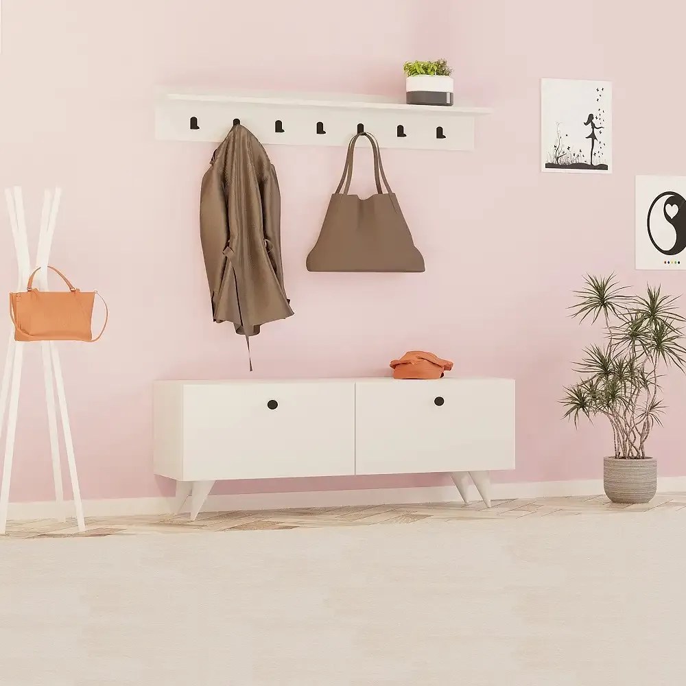 Cuier Russel pentru hol, culoare alb 113 cm