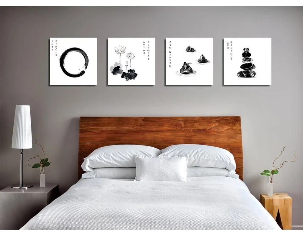 Tablouri 4 buc. 30x30 cm Japanese Zen – Wallity