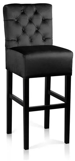 Scaun de bar tapitat Chester negru – H70 cm