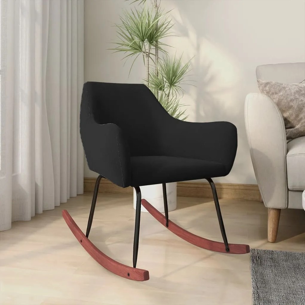 331024 vidaXL Scaun balansoar, negru, catifea