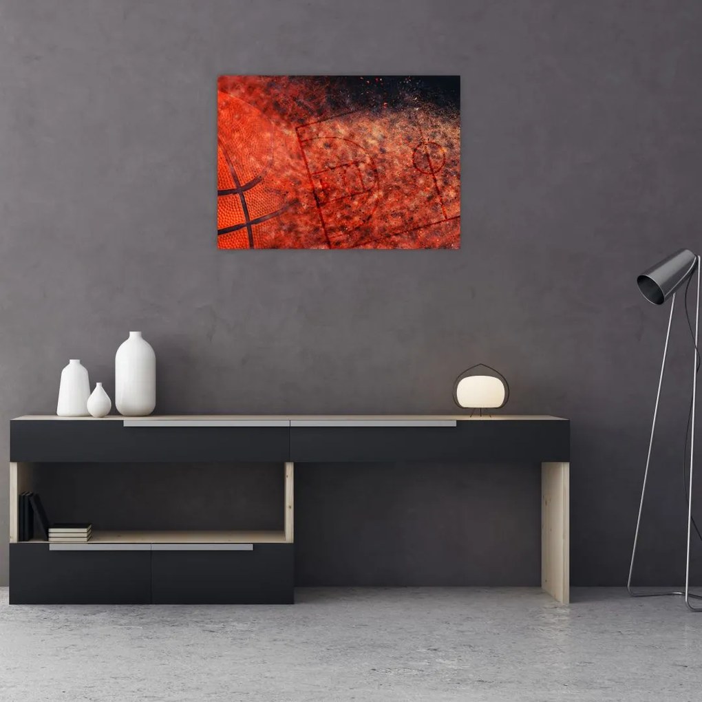 Tablou pe sticlă - Meci de baschet (70x50 cm)
