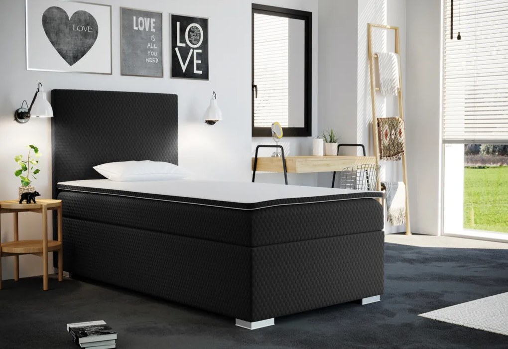 Supermobel Pat tapitat boxspring ICON + topper, 100x200, sawana pik honey 72, dreapta